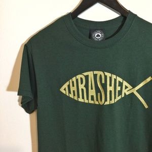 Thrasher Jesus Fish Green T-Shirt S